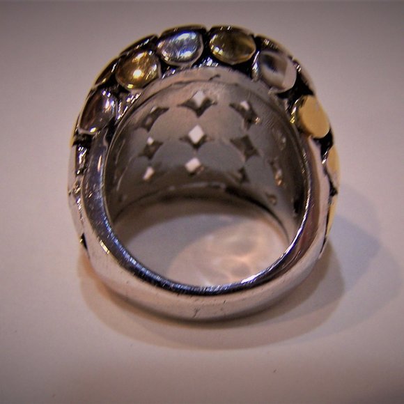 Dome Ring 18k Gold Filled Silver and Gold Toned - Picture 3 of 5